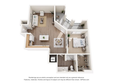 Floor plan for 1 bed, 1 bath, 816 sqft